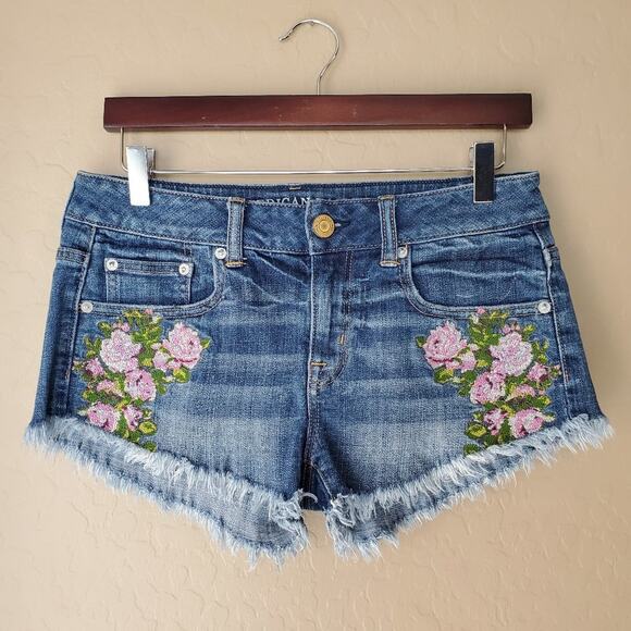 American Eagle Floral Embroidered Cutoff Shorts - Picture 2 of 9